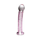 Pipedream Icicles No. 53 Curved Textured 7 in. Glass Dildo Pink--9